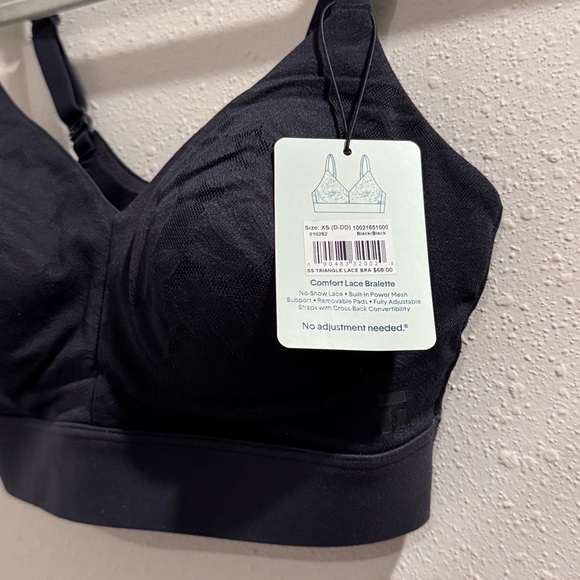 Tommy John Size XS (D-DD) Black Second Skin Triangle Comfort Lace Bralette NWT - Picture 3 of 5